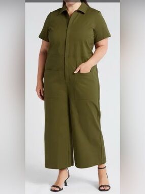 Universal Standard Kate Twill Jumpsuit Green L 22-24 NWT *Read